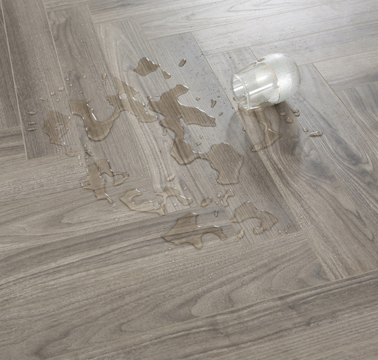 Titanium Walnut #204 Herringbone Laminated Flooring Lamiwood