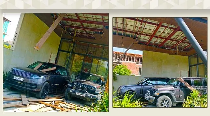 cheap cladding fall and damage car