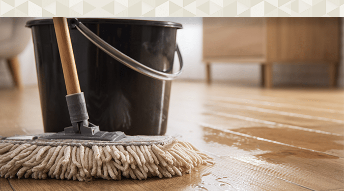 Flooring wash Sweep or mop gently