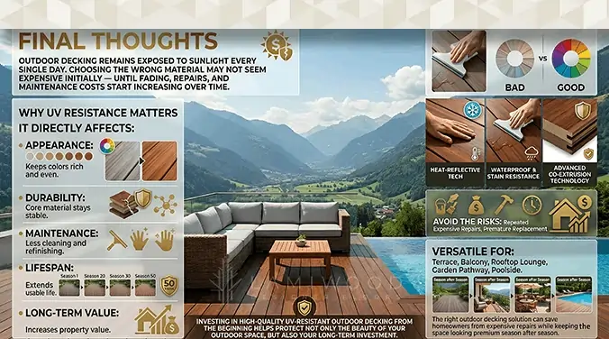 Long-lasting UV-resistant WPC deck flooring for garden pathway rooftop lounge and poolside areas