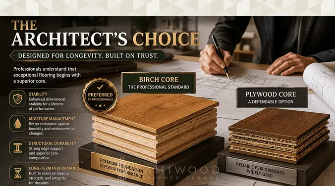 Architects choice between birch core and plywood core engineered flooring