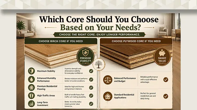 Choosing between birch core and plywood core engineered flooring for home