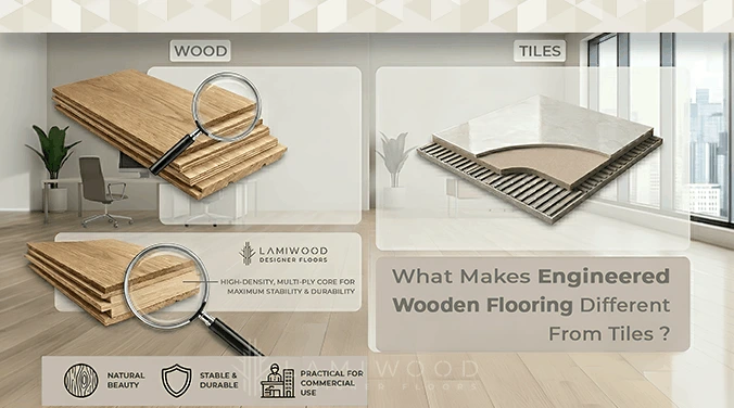 Engineered wooden flooring construction layers vs ceramic tiles
