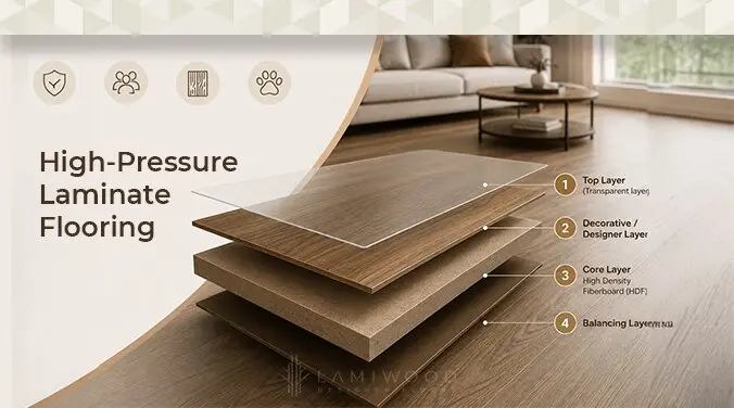 High pressure laminate flooring HPL for high traffic areas
