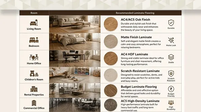 Best laminate flooring types for different rooms in Indian homes
