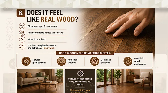 Close-up of natural wood grain texture on flooring surface