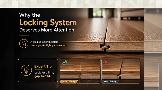 Premium click lock flooring system comparison showing tight joint protection against moisture